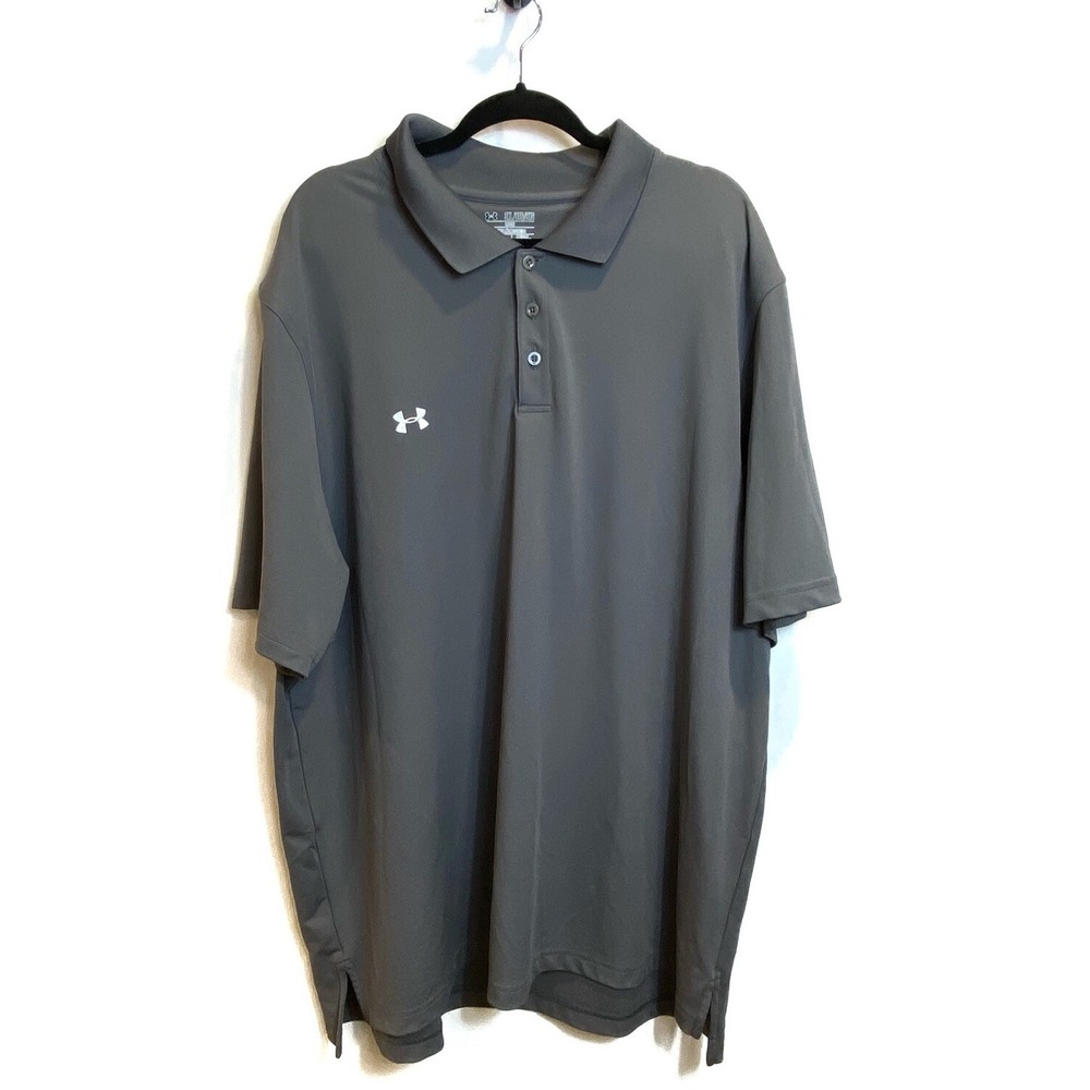 Under Armour Men's Golf Solid Gray Heatgear Golf Loose‎ Polo Shirt Size 3XL XXXL